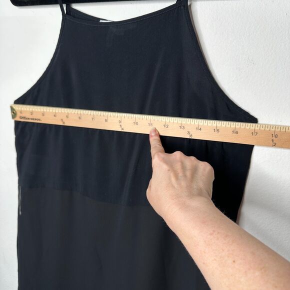 BCBGeneration Jet Black Sheer Side-Slit Lined Spaghetti Strap Crop Tank Cami SM - Picture 5 of 12